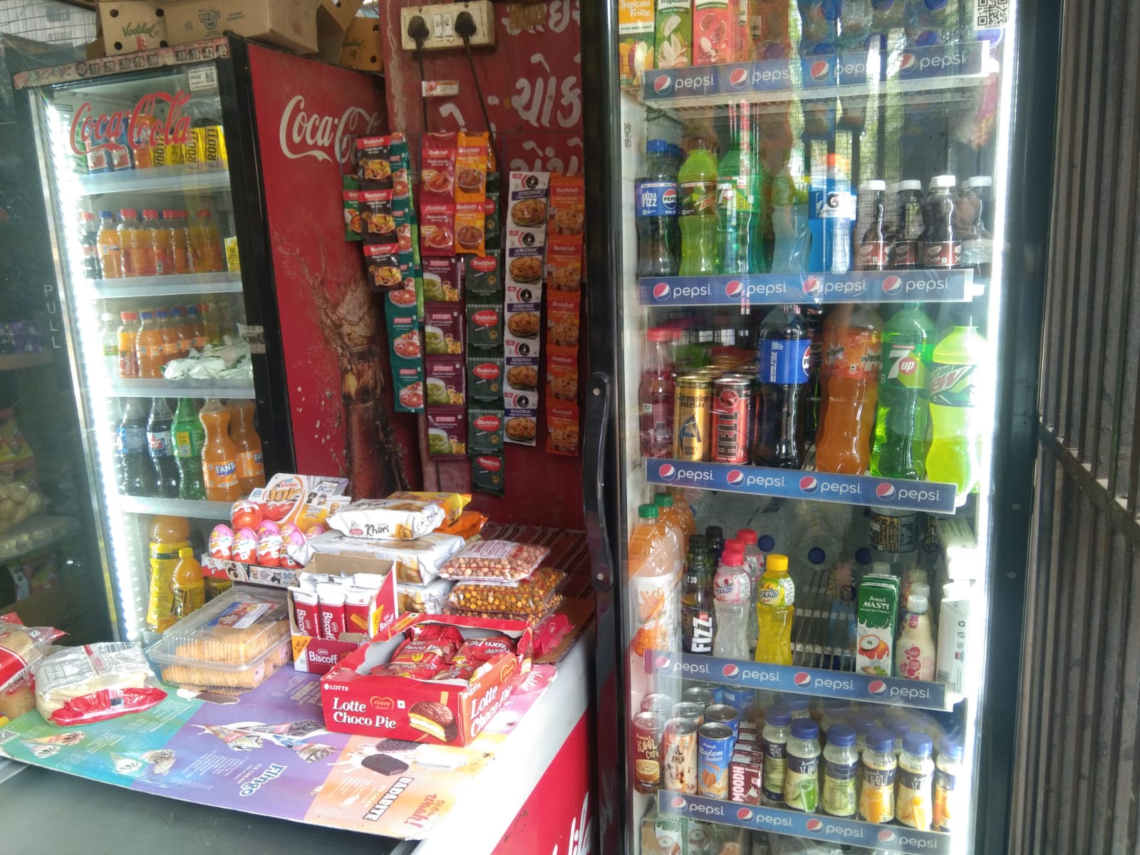 Cold drinks refrigerator at Satnam Stores